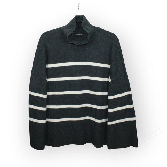 XL BananaRepublic Turtleneck Sweater Stripe Charcoal Heather Soft - Picture 6 of 16